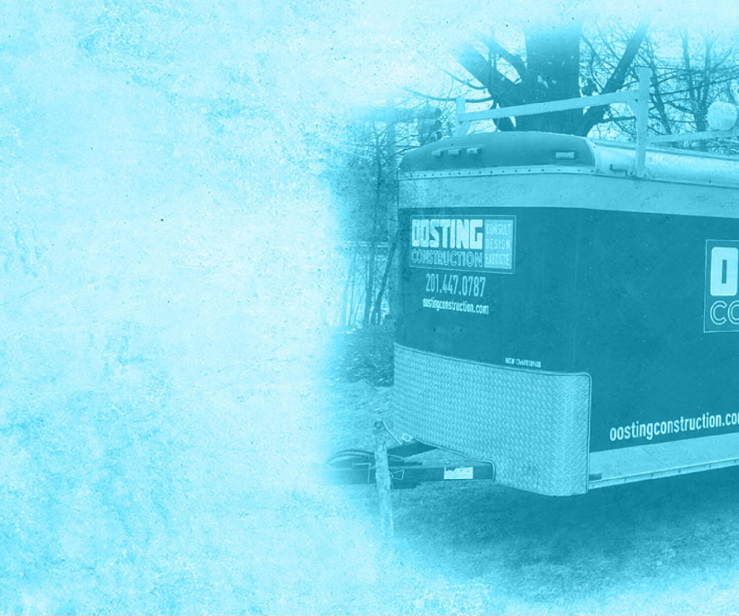 Oosting Trailer on blue background