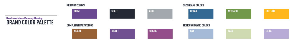Brand Colors for New Foundations Recovery Housing